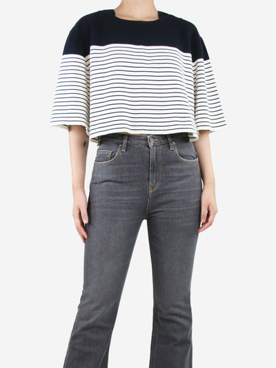 Navy blue and white striped top - size S Tops Chloe 