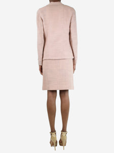 Chanel Pink tweed pleated skirt and blazer set - size UK 8