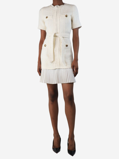 Cream boucle belted mini dress - size UK 6 Dresses Sandro 