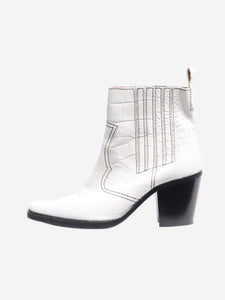 Ganni White croc embossed ankle boots - size EU 36 (UK 3)