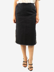 Black frayed denim midi skirt - size UK 10 Skirts Issue Twelve 