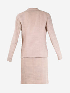 Chanel Pink tweed pleated skirt and blazer set - size UK 8