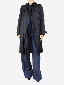 Burberry Black silk-blend trench coat - size UK 10
