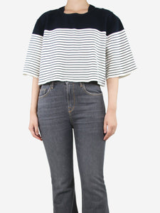 Chloe Navy blue and white striped top - size S