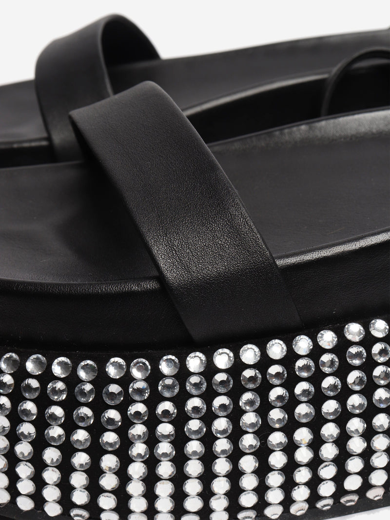 Black diamante platform sandals - size EU 39 Heels Jonathan Simkhai 