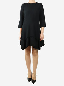 Chloe Black ruffle-hem midi dress - size UK 8