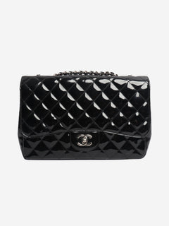 Black 2009 patent quilted jumbo Classic Single Flap bag Shoulder bags Chanel 