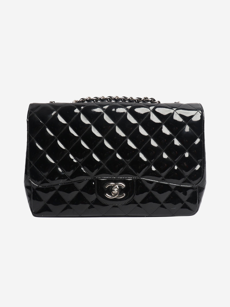 Black 2009 patent quilted jumbo Classic Single Flap bag Shoulder bags Chanel 