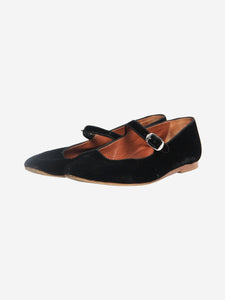 Le Monde Beryl Black Mary Jane velvet flats - size EU 42