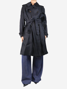Burberry Black silk-blend trench coat - size UK 10