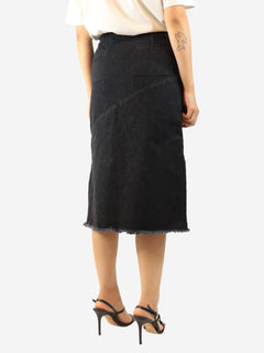 Black frayed denim midi skirt - size UK 10 Skirts Issue Twelve 