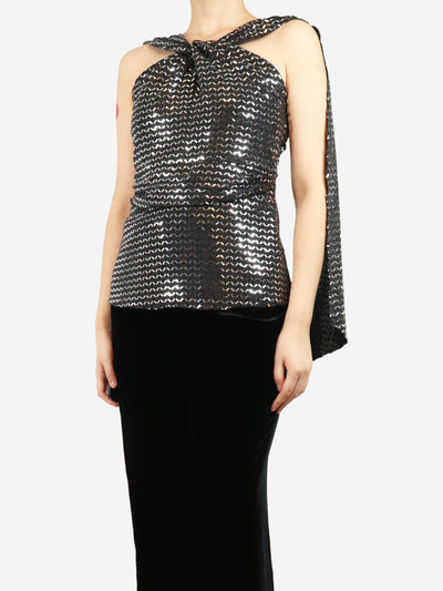 Black embellished twist-knot top - size UK 8 Tops Safiyaa 