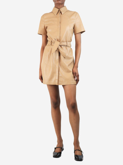 Beige faux leather button-up dress - size UK 8 Dresses Nanushka 