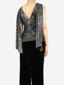 Safiyaa Black embellished twist-knot top - size UK 8