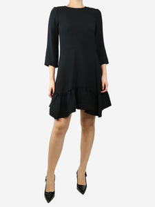 Chloe Black ruffle-hem midi dress - size UK 8