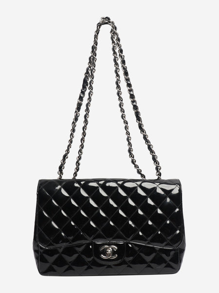 Black 2009 patent quilted jumbo Classic Single Flap bag alternate image