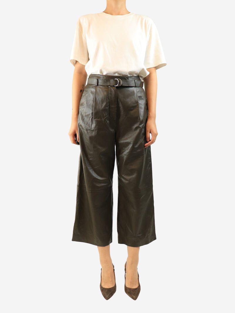 Khaki lambskin culottes - size UK 12 Trousers Altuzarra 
