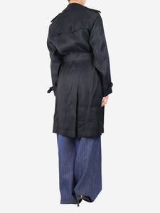 Burberry Black silk-blend trench coat - size UK 10