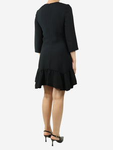 Chloe Black ruffle-hem midi dress - size UK 8