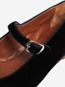 Le Monde Beryl Black Mary Jane velvet flats - size EU 42