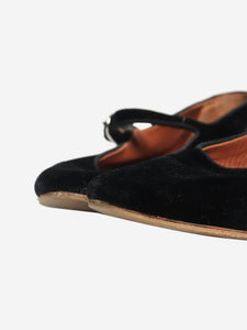 Le Monde Beryl Black Mary Jane velvet flats - size EU 42