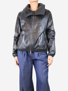 Celine Black lambskin hooded jacket - UK 12