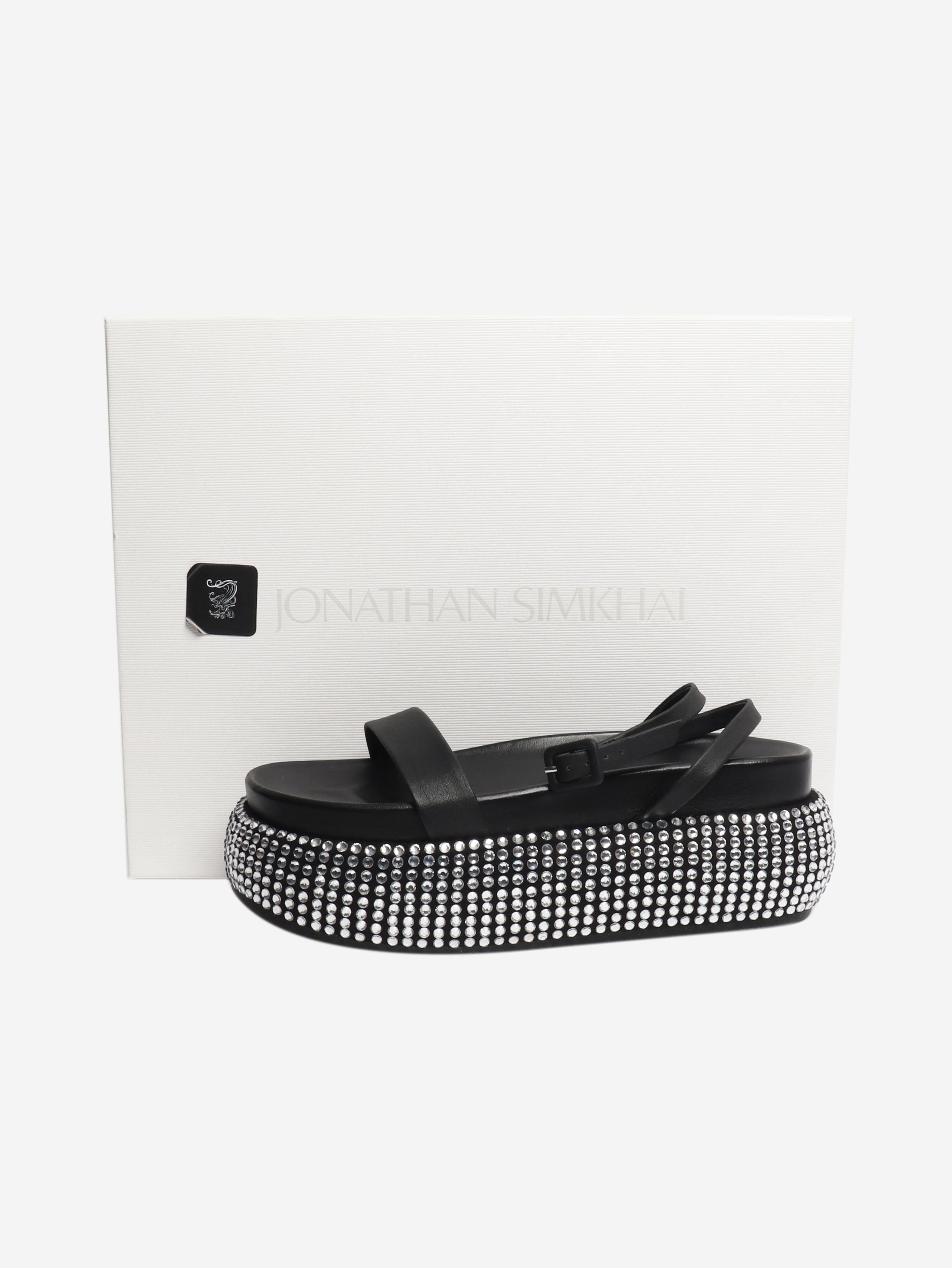 Black diamante platform sandals - size EU 39 Heels Jonathan Simkhai 