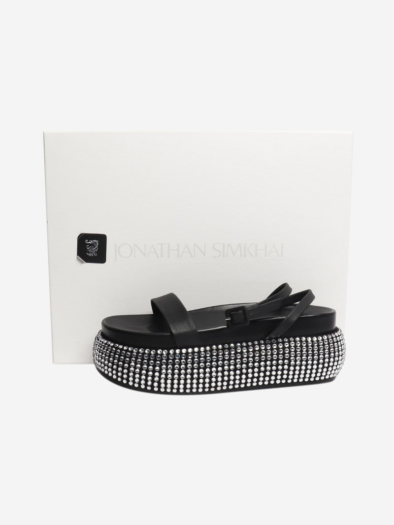 Black diamante platform sandals - size EU 39 Heels Jonathan Simkhai 