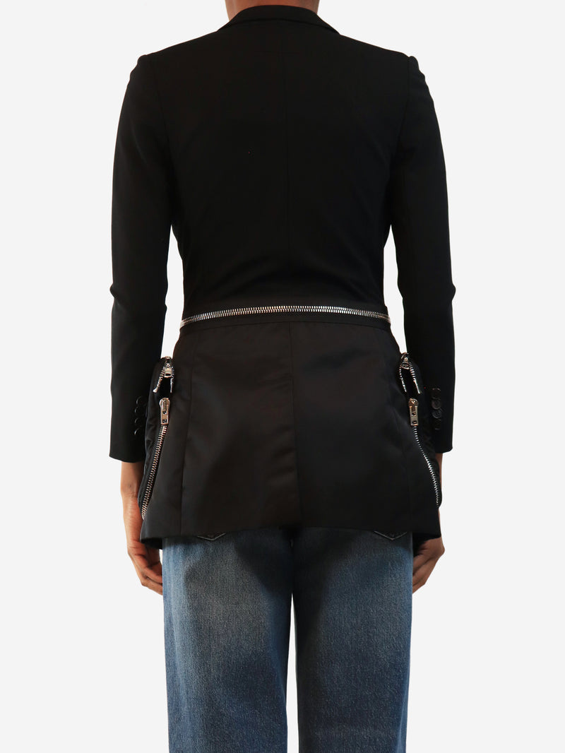 Black technical multi-zip detail jacket - size UK 8