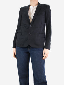 Saint Laurent Black tonal patterned blazer - size UK 14