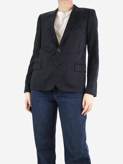 Black tonal patterned blazer - size UK 14 Coats & Jackets Saint Laurent 