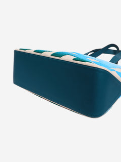 Neutral and teal 2021 Cabas H en Biais 40 tote bag