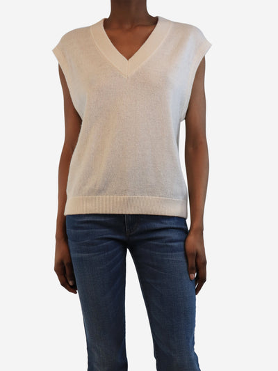 Cream cashmere v-neck jumper vest - size XS Knitwear Colorush 