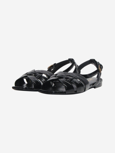 Black croc-embossed Tribute sandals - size EU 34.5 Flat Sandals Saint Laurent 