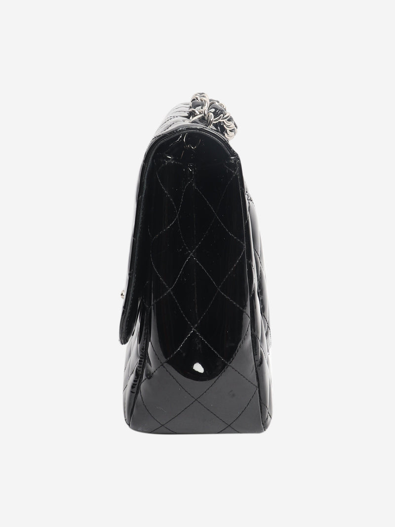 Black 2009 patent quilted jumbo Classic Single Flap bag Shoulder bags Chanel 