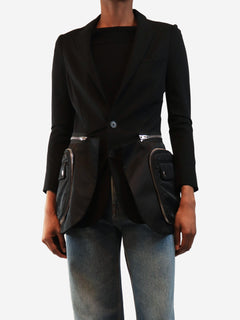 Black technical multi-zip detail jacket - size UK 8