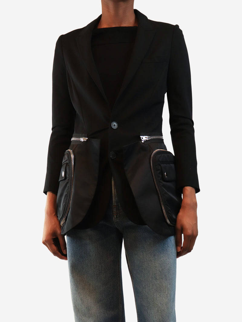 Black technical multi-zip detail jacket - size UK 8