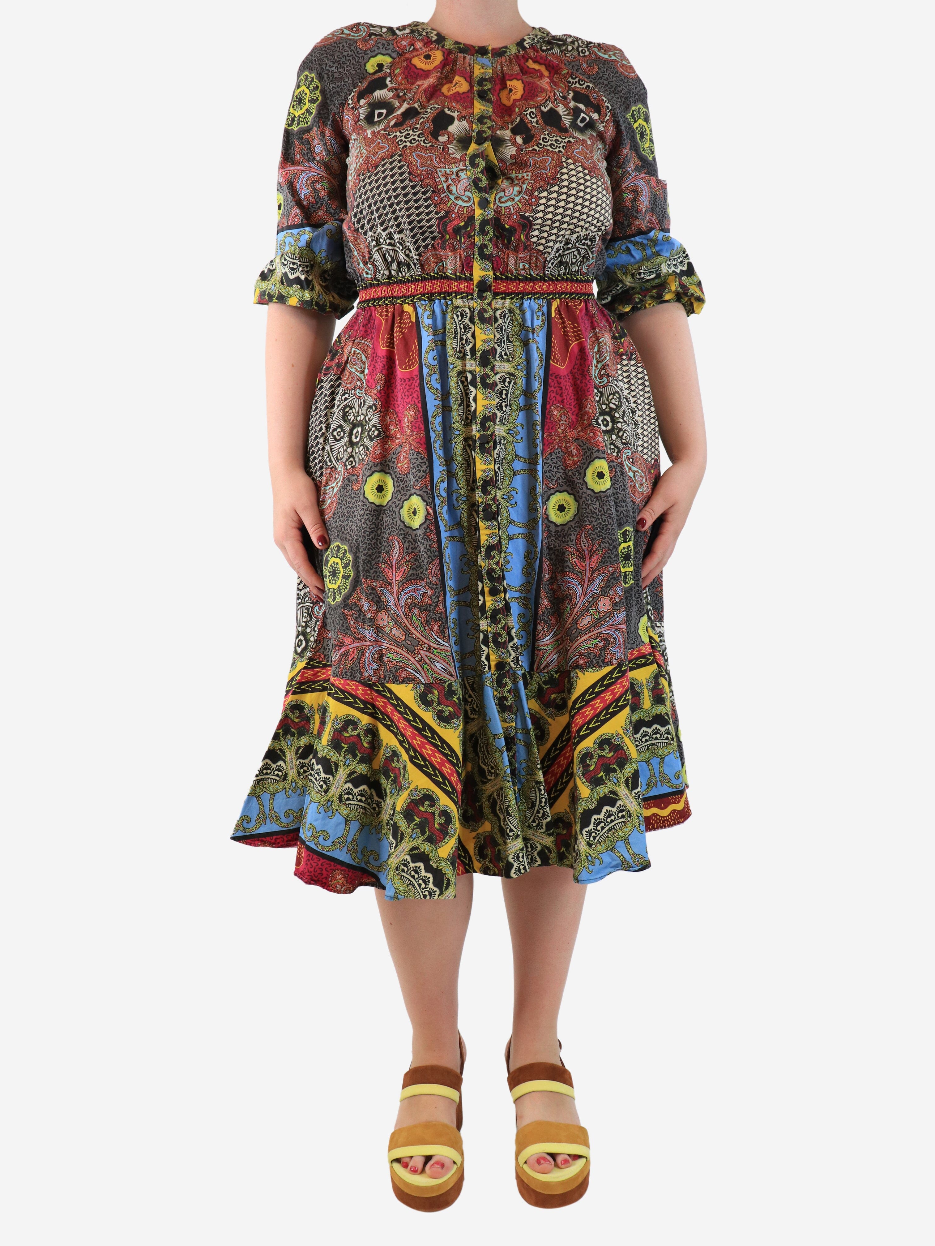 Multi floral button-down maxi dress - size UK 14 Dresses Etro 