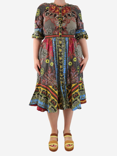 Multi floral button-down maxi dress - size UK 14 Dresses Etro 