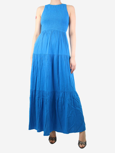 Blue shirred maxi dress - size UK 8 Dresses ME+EM 