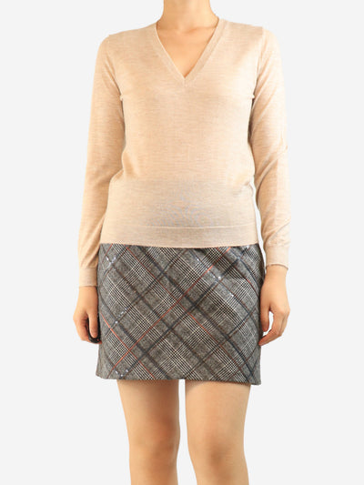Neutral cashmere v-neck sweater - size M Knitwear Eric Bompard 
