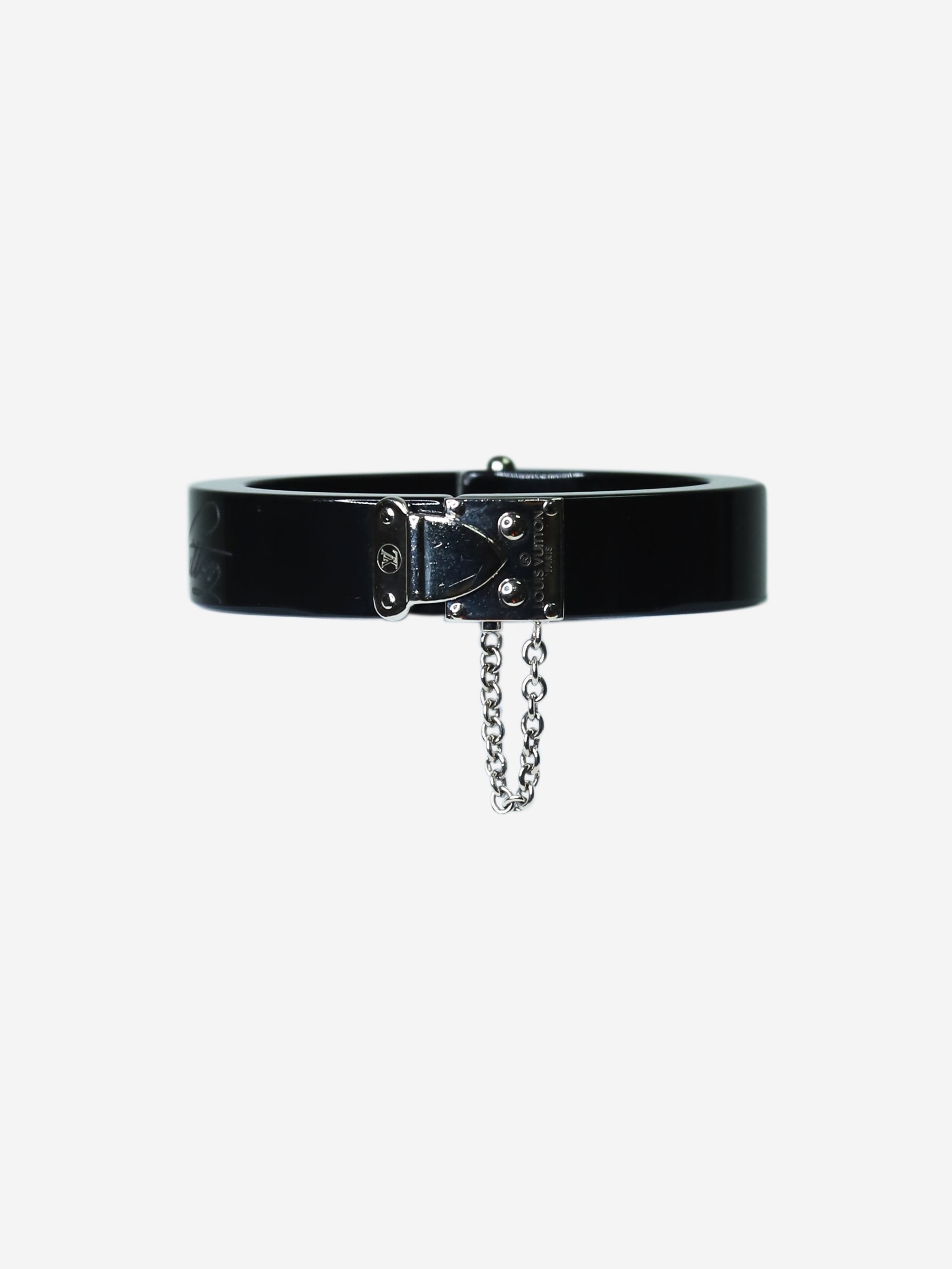 Louis Vuitton pre-owned black resin lock me bracelet - size | Sign of ...