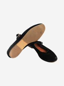 Le Monde Beryl Black Mary Jane velvet flats - size EU 42