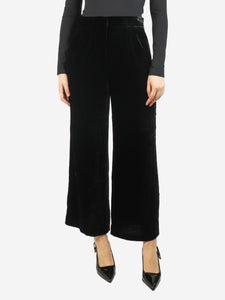 Etro Black wide-leg velvet trousers - size UK 10