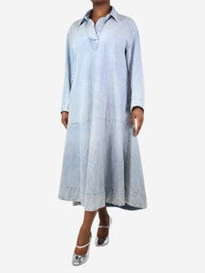 Khaite Blue Franka paneled denim maxi dress - size L