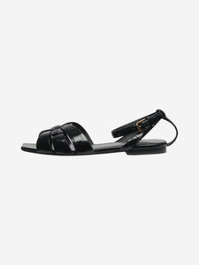 Saint Laurent Black croc-embossed Tribute sandals - size EU 34.5