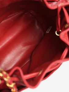 Chanel Red vintage 1986 lambskin quilted bucket bag