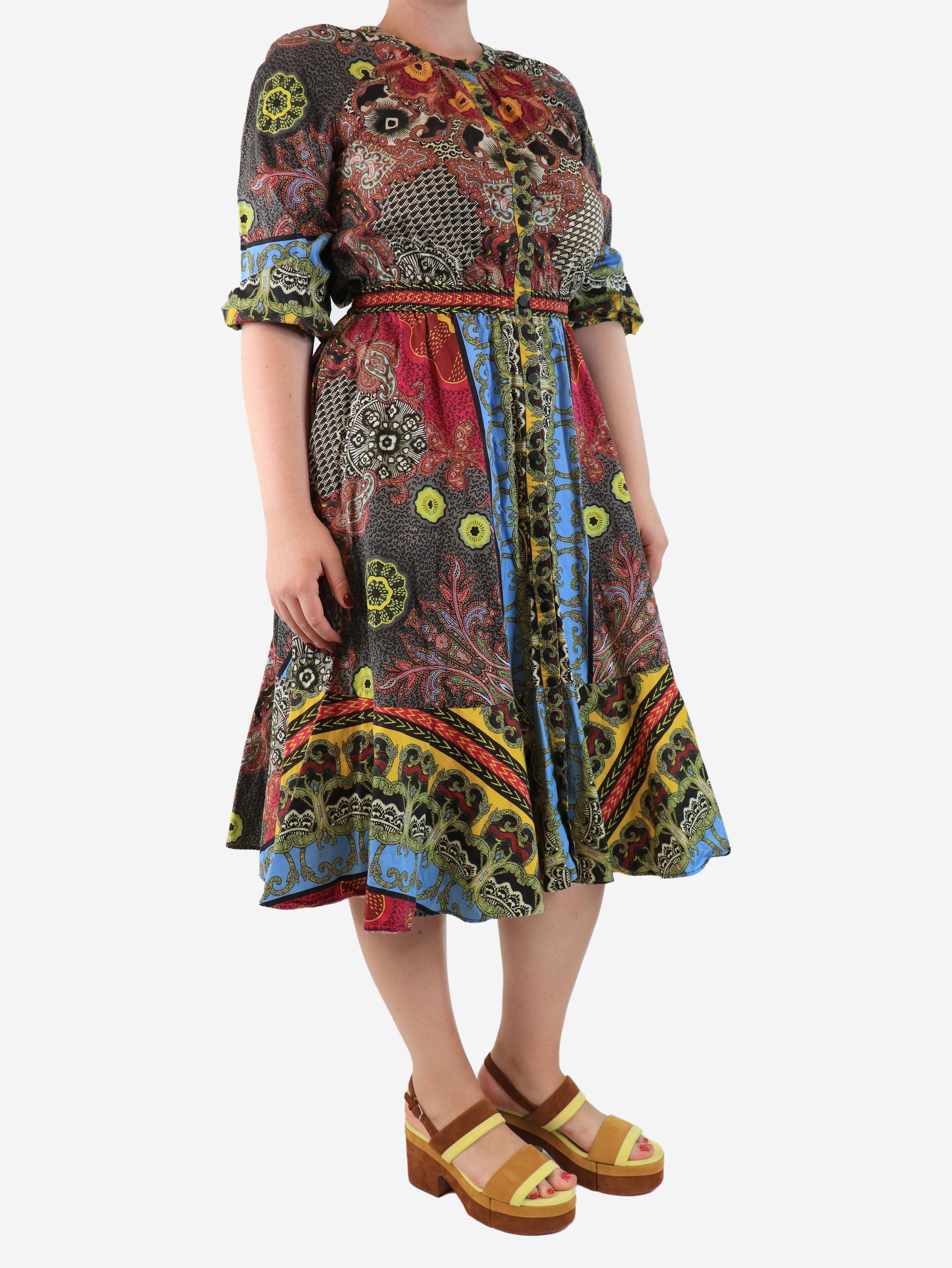 Multi floral button-down maxi dress - size UK 14 Dresses Etro 