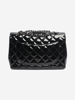 Black 2009 patent quilted jumbo Classic Single Flap bag Shoulder bags Chanel 