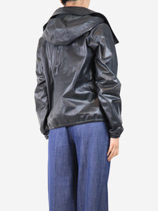 Celine Black lambskin hooded jacket - UK 12
